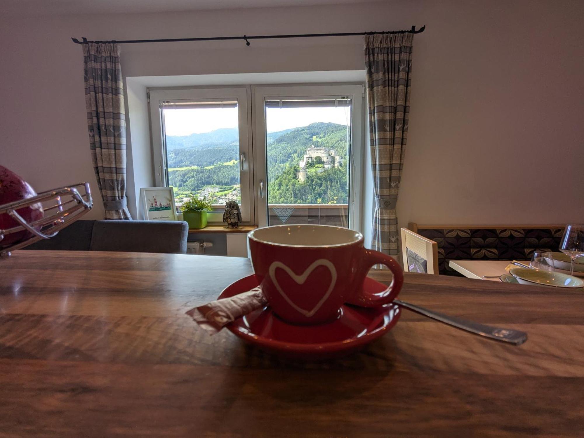 Haus Biechl Mit Blick Auf Die Burg Hohenwerfen Pfarrwerfen Exterior foto